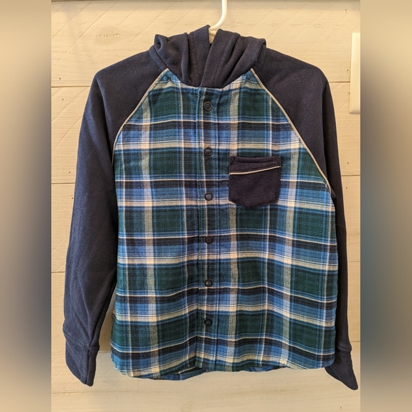 ✌🏻TWO L.L. Bean- Boys Sweatshirt Flannel W/ Hood & Long Sleeve T-shirt; Size: 4 - Picture 2 of 12